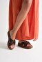 Bitter Brown Knitted Patterned Genuine Leather Slippers Tr31My53K - 6