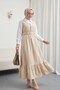 Double Suit with Buttoned Top Shirt -Beige - 3