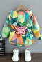 Girl's Lined Waterproof Micro Fabric Digital Printed Butterfly Figured Raincoat 2-11 Years