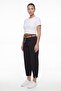 Women's Black Summer Slim Trousers with Belt and Accessory Detail at the Leg - 2