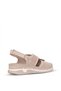 Elit 26Yrhmm-027 Women's Genuine Leather Orthopedic Flat Sandals Beige - 5