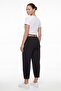 Women's Black Summer Slim Trousers with Belt and Accessory Detail at the Leg - 4