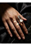 Bronze Vintage Women's Ring Authentic Jewelry Rectangular Crystal Stone Adjustable from Front - 7