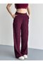 Women's High Waist Vertical Textured Lettuce Edge Detailed Palazzo Trousers - 5