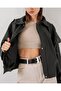 Women's Oversize Leather Jacket 1055 - Black - 4