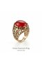 Bronze Vintage Women's Ring Authentic Jewelry Red Oval Stone Lace Model - 3