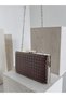 Brown Silver Detailed Hand-Woven Leather Special Series Women's Evening Dress Bag - 6