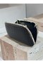 Black Color Silver Detailed Hand-Woven Leather Special Series Women's Evening Dress Bag - 6