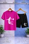 Children's Basket Havara Asili White Custom Printed Crew Neck 3-Piece T-Shirt - Shorts Set - 2