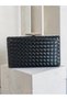 Black Color Silver Detailed Hand-Woven Leather Special Series Women's Evening Dress Bag - 2