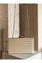 Beige Color Silver Detailed Hand-Woven Leather Special Series Women's Evening Dress Bag - 5