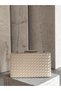 Beige Color Silver Detailed Hand-Woven Leather Special Series Women's Evening Dress Bag - 5