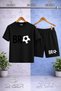 Children's Bro Top Black Custom Printed Crew Neck 3-Piece T-Shirt - Shorts Set - 2