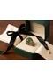 Bronze Vintage Women's Ring Authentic Jewelry Green Oval Stone Lace Model - 4