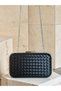 Black Color Silver Large Stone Embroidered Hand-Woven Leather Special Series Women's Evening Dress Bag - 4