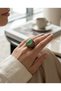 Bronze Vintage Women's Ring Authentic Jewelry Green Oval Stone Lace Model