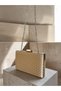 Beige Color Silver Detailed Hand-Woven Leather Special Series Women's Evening Dress Bag - 6