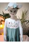 Girl's Summer Dress with Hat, Anti-Sweat Cotton, Rabbit Design, Water Green - 5