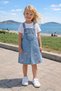 Girl's Denim Gilet Set with Floral Embroidery Detail and Adjustable Straps - 2