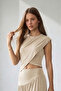 Asymmetrical Cut Draped Summer Blouse Stylish Casual Women's Top - 2