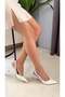 Women's Siena White Patent Leather 7 cm Heeled Pointed Toe Open Back Strap Shoes - 5