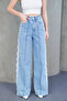 Striped Lace Modern Wide Leg Jean Lycra Trousers - 6