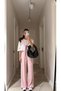 Women's Powder Oversize Scarf Detailed Modal Fabric Tracksuit Set Esr083 - 2