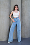 Striped Lace Modern Wide Leg Jean Lycra Trousers - 8