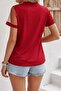 Women's Short Sleeve Tulle Detail Stone Janjan Crepe Blouse - 3