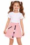 Girl's My Favorite Text Patterned Lycra Powder Color Skirt with Zipper Pockets