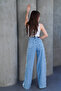 Striped Lace Modern Wide Leg Jean Lycra Trousers - 4