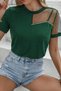 Women's Short Sleeve Tulle Detail Stone Janjan Crepe Blouse