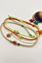 4 Pieces Bohemian Style Fish Crab Heart Evil Eye Tassel Figured Orange Green Anklet Set - 4