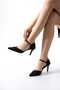Women's Stylish Lace Heeled Shoes Black Stiletto New Season 7cm - 2