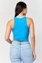 Women Round Neck Sleeveless Ribbed Tank Top, Blue - 2