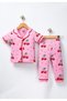100% Cotton Short Sleeve Buttoned Summer Cherry Patterned Boys Girls Unisex Baby Kids Pajama Set - 2