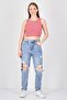Women Crew Neck Sleeveless Stripe Tank Top, Multicolor - 3