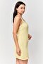 Women Knitted Mini Dress, Yellow - 4