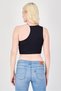 Women Round Neck Sleeveless Ribbed Tank Top, Black - 3