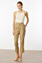 Oil Green Patterned Relaxed Fit Stylish Design Women's Trousers - 4