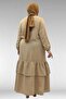 66002 Plus Size Skirt with Ruffled Sleeves and Elastic Muslin Fabric - Beige - 6