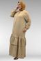 66002 Plus Size Skirt with Ruffled Sleeves and Elastic Muslin Fabric - Beige - 4