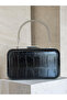 Black Color Silver Detailed Thick Crocodile Patterned Women's Evening Dress Bag Wedding Engagement Graduation - 3