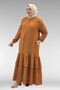 66002 Plus Size Skirt with Ruffled Sleeves and Elastic Muslin Robe - Cinnamon - 2