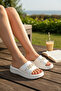 Women's White Thick Sole Casual Slippers – Comfortable Sole Stylish Design Summer Slippers - 3