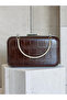 Brown Silver Detailed Thick Crocodile Patterned Women's Evening Dress Bag Wedding Engagement Graduation - 7
