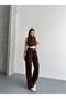 Women's High Waist Vertical Textured Lettuce Edge Detailed Palazzo Trousers - 4