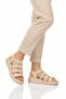 Beige Ankle Elastic Women's Flat Sandals