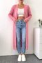 Long Length Low Shoulder Open Front Cardigan with Holes - 3