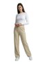 Beige High Waist Lycra Straight Cut Women's Palazzo Trousers with Pockets